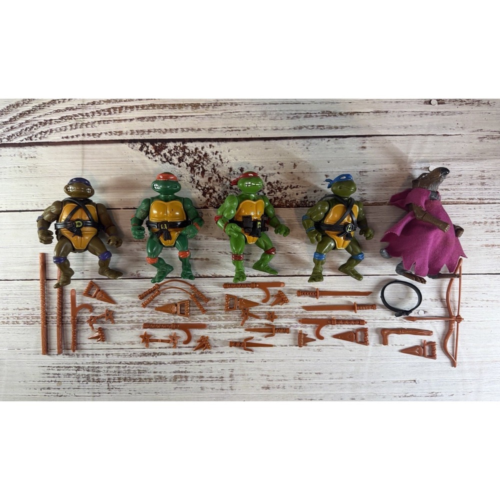 1988 TEENAGE MUTANT NINJA TURTLES SET NEAR COMPLETE TMNT HARD HEAD LOT OF 5
